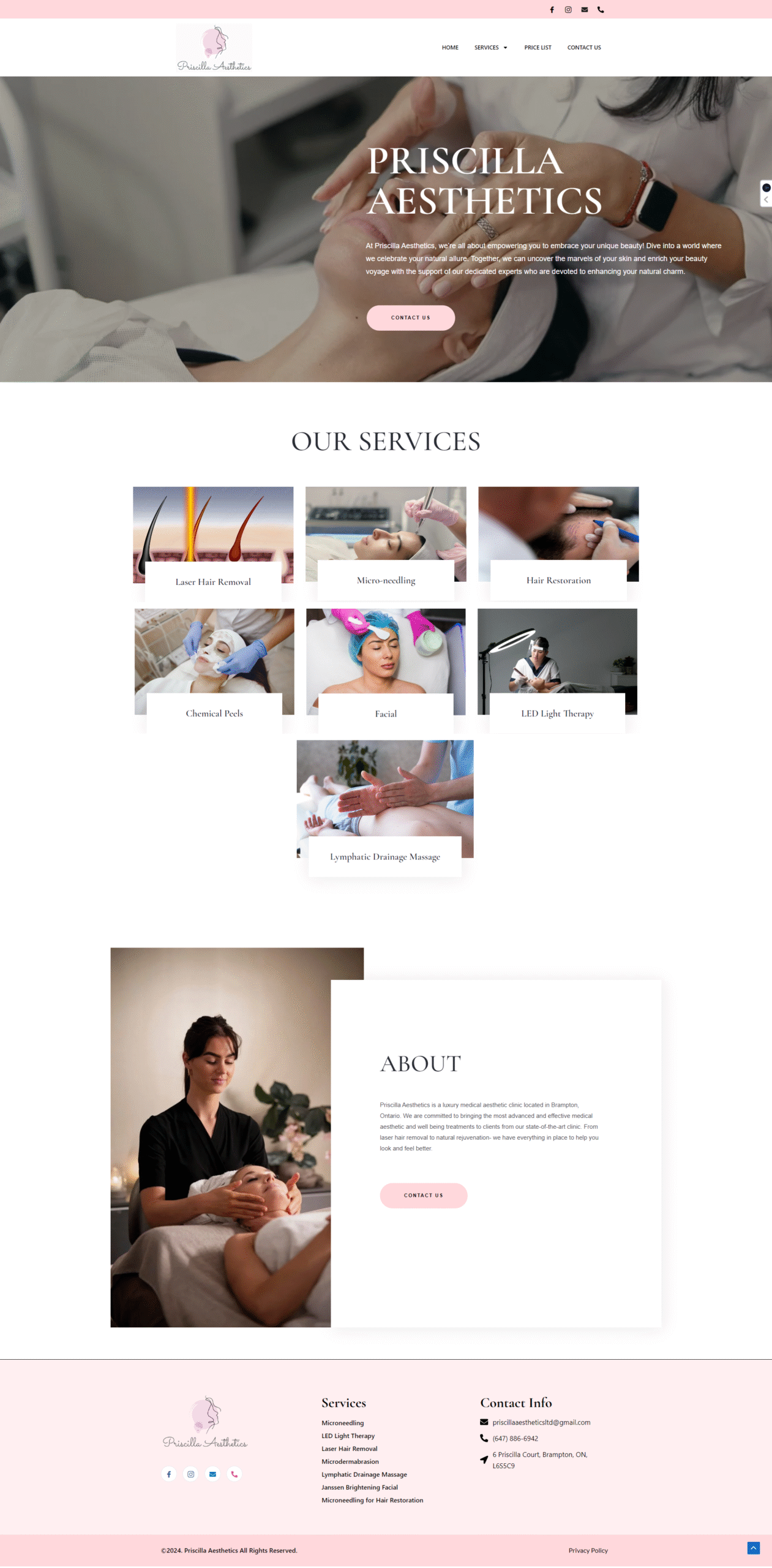 Pricela SPA Website